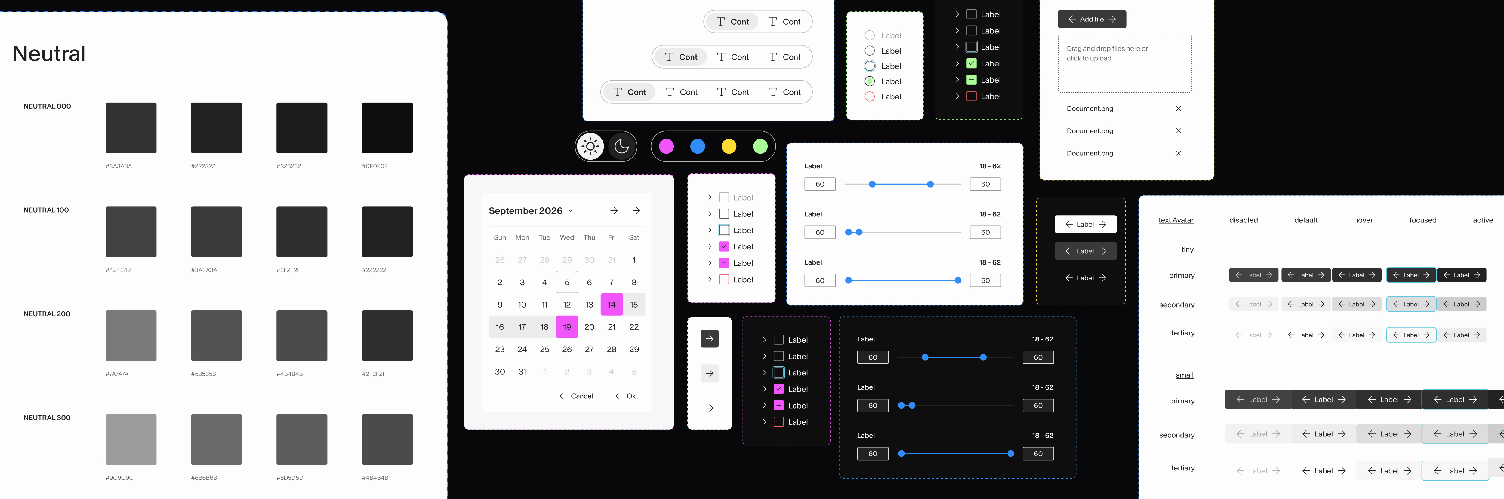 Composition of accessible design system components, tokens and patterns